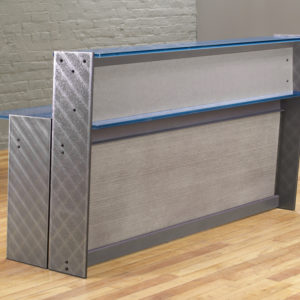 Custom Steel Reception Desk with textured metal for modern industrial Reception room furniture