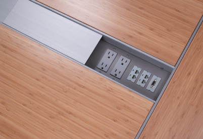 conference table with outlets and data port for boardroom table wiring solutions.