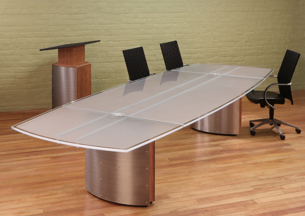 Modern glass shop conference table