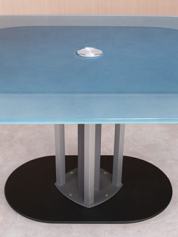 glass top office table