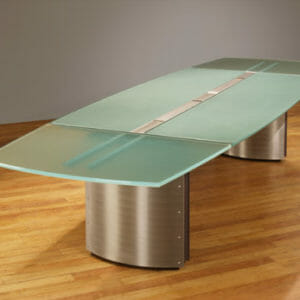 Crescent Frosted and Back-painted Glass top Conference Table