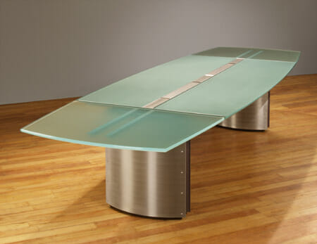 Crescent Frosted and Back-painted Glass top Conference Table