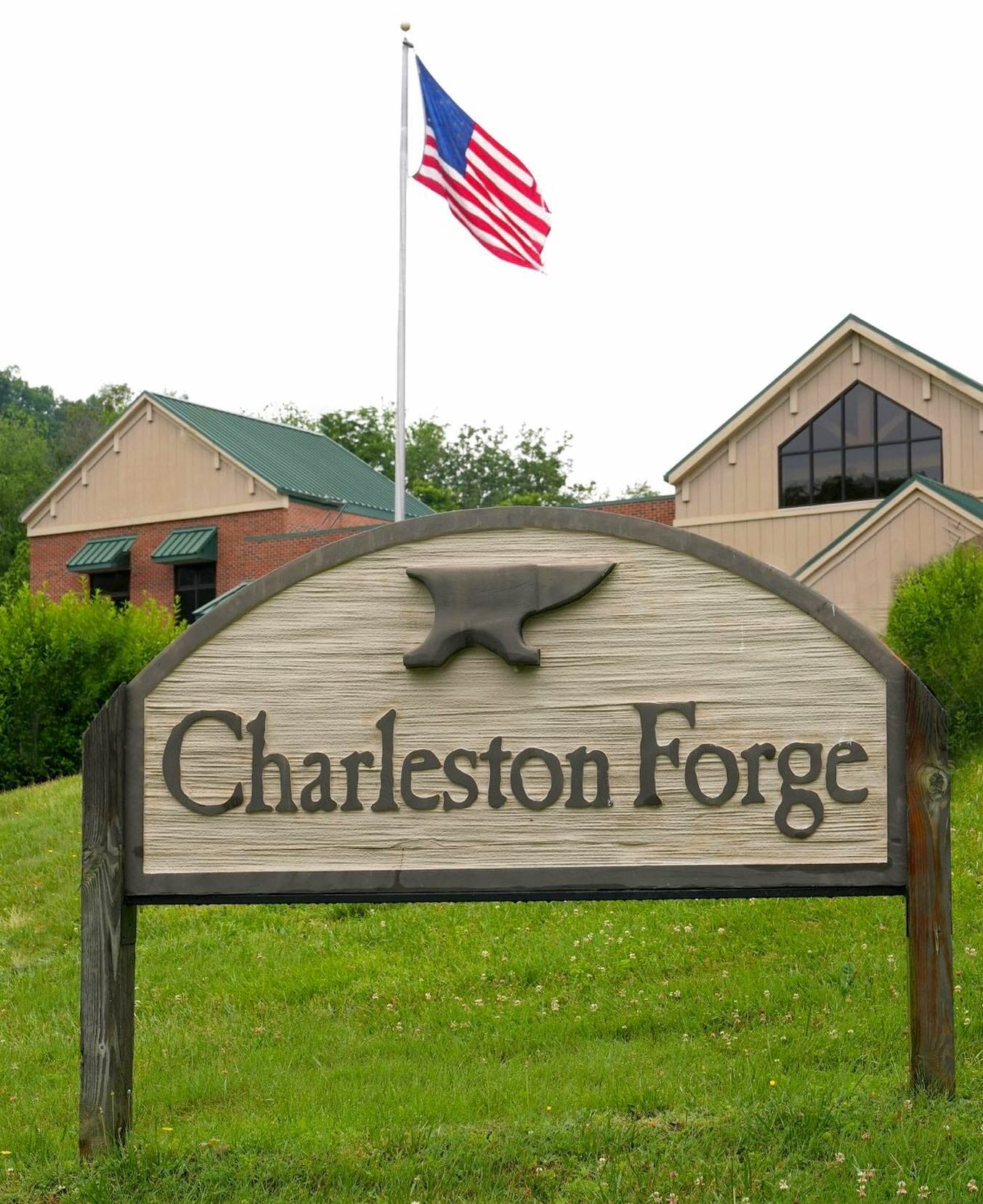 The American flag flies outside of the Charleston Forge Headquarters, located in the heart of the Blue Ridge Mountains.