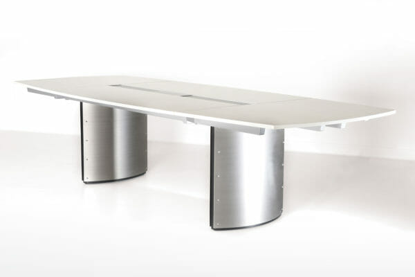 Stoneline Designs Crescent White Quartz Top Custom Conference Table