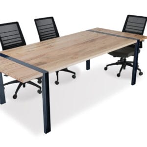 Stoneline Designs Fraction Conference Table With Colored Steel Base and Wood Top