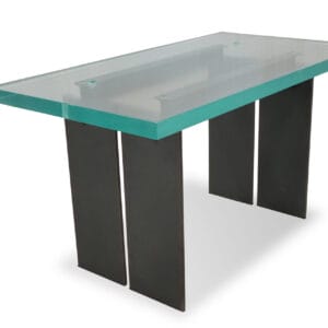 Stoneline Designs Axis Glass Top Executive Desk with Steel Base