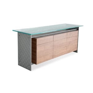 Stoneline Designs' Axis Modern Glass Top Credenza with Maple Cabinets
